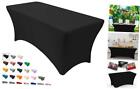 Rectangular Spandex Table Covers 6Ft Fitted Tablecloth Wedding 6 Ft Black
