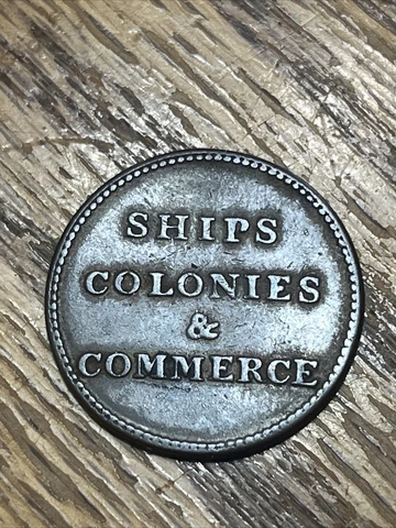 Canada Half Penny Token: Ships, Colonies and Commerce BR#997 Ex#1~Coin Flip Cover