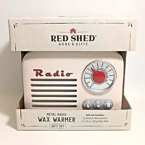 NEW IN BOX RED SHED RETRO METAL RADIO SCENT WAX WARMER GIFT SET - Picture 1 of 9