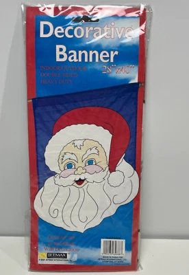 Bandera de Navidad decorativa interior/exterior de Papá Noel patio doble cara vintage Foto 1 de 4