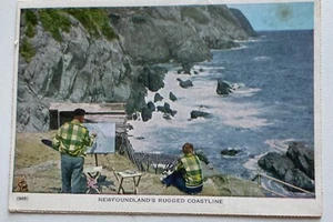 Newfoundlands Rugged Coastline vintage 1957 ChromePostcard Painting Scenery - Picture 1 of 5