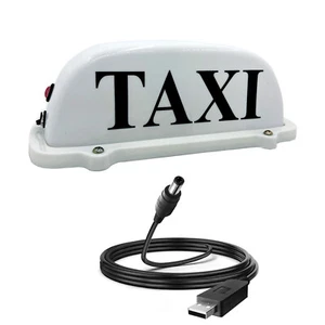 TAXI Sign Rechargeable Wireless Li-battery LED Light Cab Top Roof Magnetic Base - Picture 1 of 12