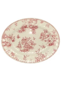 Churchill 12" X 10" Oval Luxurious Retro Look Serving Platter Toile Pink - Picture 1 of 4
