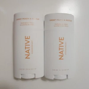 Native Natural Deodorant, Sweet Peach & Nectar Aluminum Free 2.65 oz x2 - Picture 1 of 2