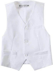 NWT YuanLu Boys White Dress Vest Size 5 Slim Fit Wedding Easter Formal - Picture 1 of 3