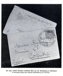 Der erste mittels Aeroplan beförderte Brief ( Luftpost Stempel Allahabad ) 1912 - Bild 1 von 1