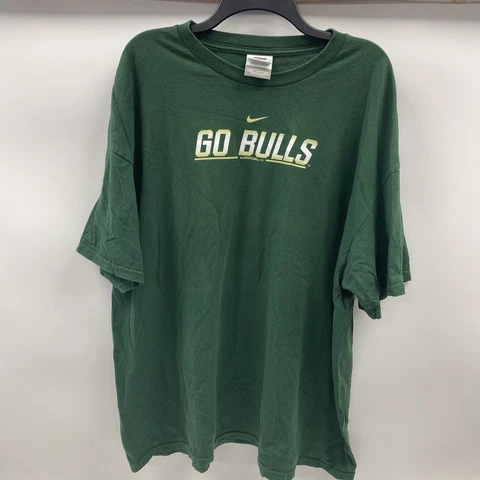 Nike team USF South Florida Bulls T-Shirt T Green Size 2XL Short Sleeve Cover