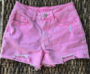 Girls Justice Pink Jean Shorts Size 14 - Picture 1 of 3