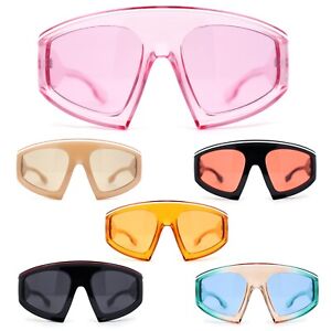 Oversized Curved Top Racer Thick Plastic Sunglasses