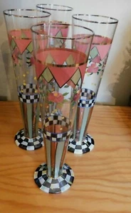 MACKENZIE-CHILD'S SPEAKEASY BARWARE,PILSNER GLASSES,NEW, RETIRED - Picture 1 of 2