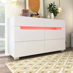 Kommode mit 6 Schubladen, Sideboard Aufbewahrungsschrank Mehrzweckschrank weiß - Bild 1 von 8