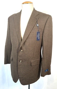 $255 Chaps Ralph Lauren Blazer Sports Jacket Herringbone Check Lambswool Sz 40R - Picture 1 of 21
