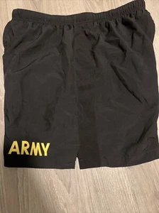 US Army Trunks APFU Physical Fitness Shorts Lined Size Medium Black And Gold - Picture 1 of 7