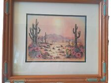 Kathleen English Pitts Framed/ Matted Southwestern Signed Desert Print 15 x 13"