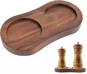 Salt and Pepper Tray, 1Pack Wooden Salt and Pepper Grinder Tray Salt and Pepper - Picture 1 of 9