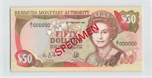 BERMUDA $50 Dollars 1989, P-38s SPECIMEN, B/1 000000, Original UNC. QEII. C7 - Picture 1 of 2