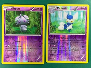 Espurr  42/106 + Meowstic 43/106  Common  Reverse Holo  XY Flashfire Pokemon - Imagen 1 de 4