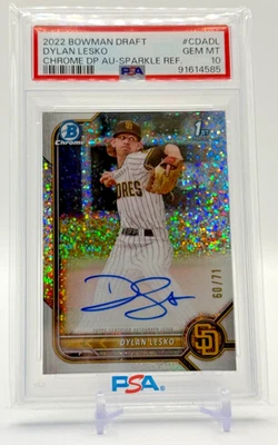 GEM MINT 2022 Bowman Draft 1st SPARKLE REFRACTOR AUTO /71 Dylan Lesko PSA 10 - Image 1 of 2