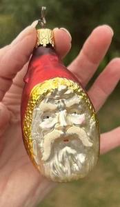 Adorno de Navidad clásico de vidrio vintage con cabeza de Papá Noel - 3,5" de alto - Imagen 1 de 6