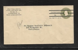 US Precancel Envelope: PA Coatesville 1a2 E 50 33 Used (Coach and Four Inn) - Picture 1 of 1