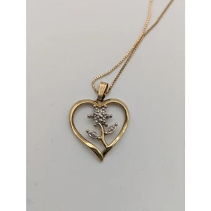 Vintage Gold Diamond Flower Pendant Necklace Womens Jewelry Stamped VP Gifting - Bild 1 von 6