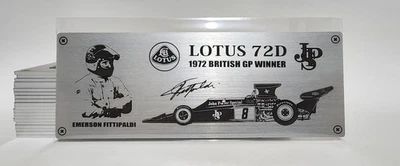 1/8 F1 Lotus 72D Emerson Fittipaldi 1972 Metal Name Plate Plaque for 1/8 Pocher - Image 1 of 2