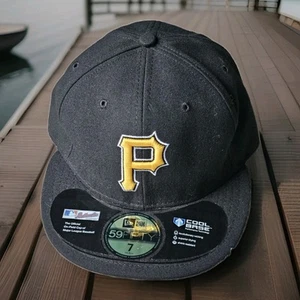 New 59Fifty MLB Black Pittsburgh Pirates Pro Back Hat 7 55.8cm Baseball - Picture 1 of 9
