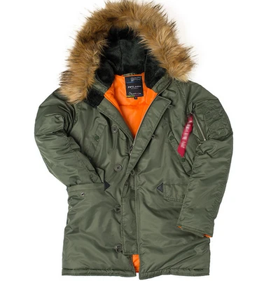 Men's Winter Warm Coat Hooded Slim Fit Thick Parka Military Jacket - Image 1 of 4