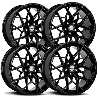 (Set of 4) Shift H35 Piston 18x8.5 5x120 +35mm Gloss Black Wheels Rims 18" Inch - Image 1 of 4