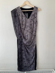 Label Lab grey and black asymmetric draped dress - size 8 - Picture 1 of 4