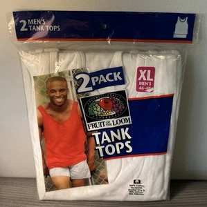 VTG 1999 Fruit of the Loom Tank Top 2-Pack Size XL (46-48) White NOS Sealed - Picture 1 of 4