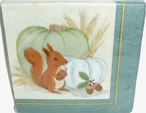 FALL Dessert Napkins ~ GIVE THANKS SQUIRREL~ 60ct. ~ 2 Ply ~ 9 4/5" x 9 3/4" - Picture 1 of 1