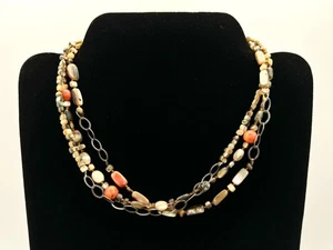Silpada Fiesta Fun .925 Sterling Silver Coral Abalone 3 Strand Necklace N1563 - Picture 1 of 9