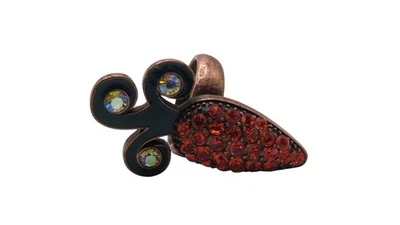 Betsey Johnson Red Crystal Enamel Carrot Adjustable Cocktail Ring 7 Signed - Image 1 of 4