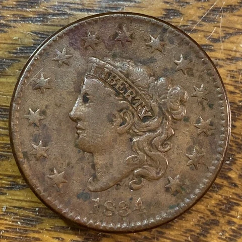 1834 Small 8, Large Stars Medium Letters Large Cent Nice Original VFi CHRC Cover