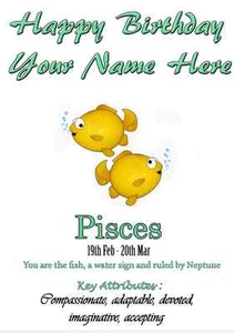 Biglietto Auguri Compleanno Personalizzato Pesci A5 Zodiaco, Oroscopo,Stelle PID194 - Foto 1 di 1