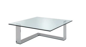 0849B1 Designer-Couchtisch Platte Glas klar Gestell Metall Chrom hochglanz - Bild 1 von 5