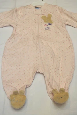 Just Born I Love Daddy Rosa con Estampado de Corazones Pies de Conejo para Dormir 3/6 Meses Foto 1 de 4