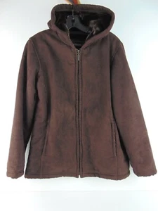 Outbrook Brown Suede Faux Hooded Jacket Womens S - Picture 1 of 8