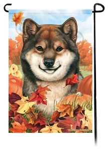 Gartenfahne fallende Blätter - Sesam Shiba Inu - Bild 1 von 1