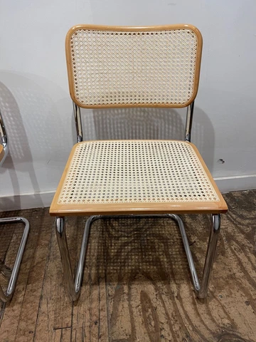 1990s Marcel Breuer Cesca Style Chair Natural - Made in Italy Cover