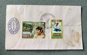 Bhutan 1979 - used registered cover to Calcutta with Michel No. 586, 713 - Bild 1 von 2