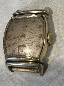 Elgin 10k Gold Wrist Watch 15J 557 Grade 1951 4 Adjust Fancy Lug No Band Used - Picture 1 of 18
