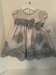 NEW Bonnie Jean Baby Girls Size 6M-9M EMBROIDERED LACE" Dress & Bloomers - Picture 1 of 8