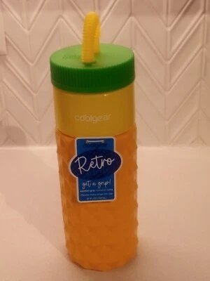 Cool Gear 24oz Plastic Retro Squishy Water Bottle, Prism Yellow with Foam Grip  - Image 1 of 4