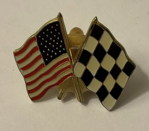 Vintage American & NASCAR Checkered Flags Lapel Pin Cover