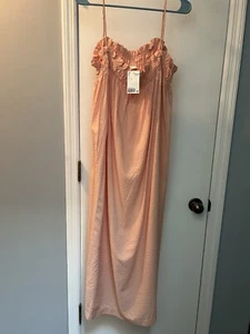 H &M Peach Maxi Cotton Dress Size Large New With Tags - Picture 1 of 4