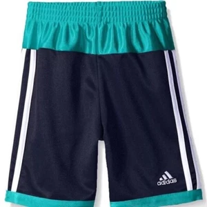 NEW Adidas Boys Short Caller Basketball Shorts Blue Green Size 7 - Picture 1 of 2