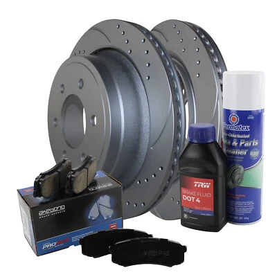 Kit de frenos traseros rotores perforados de 348 mm y pastillas de cerámica Akebono ProACT para Ford F-150 Foto 1 de 4