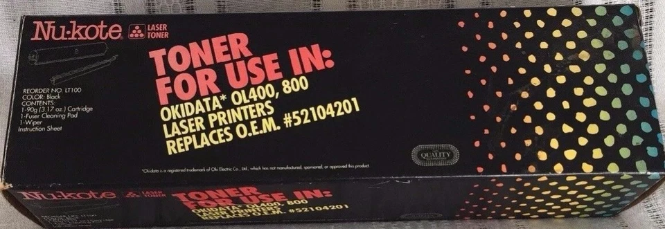 ~2 New Toners Okidata OL400e 410e Laser printers Replaces OEM 52107201~ - Image 1 of 1